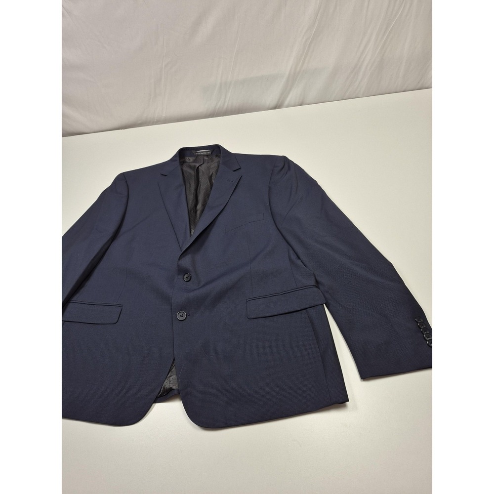 Abito Suit Jacket Mens 48 Short Blue 100% Wool Palma Slim Fit Check 2 Button NWT